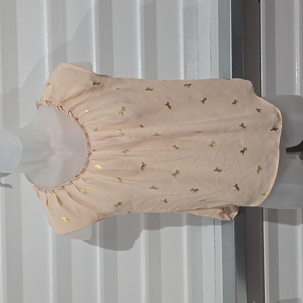 Lauren Conrad Pleated Top Foil Horse Cream with Gold Horses‎ Size XS